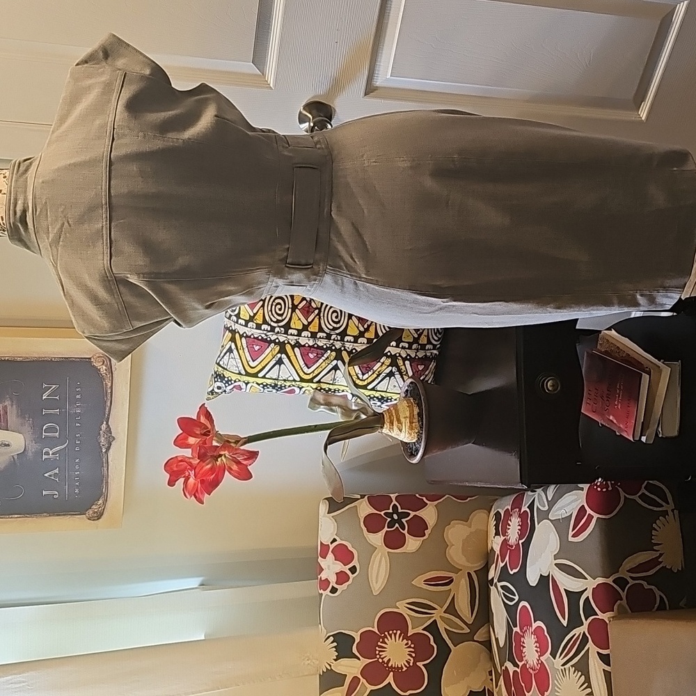 Calvin Klein Claassic Dress, Cap Sleeve, Belted, Gray.  Women's, Size 4P - Picture 4 of 13